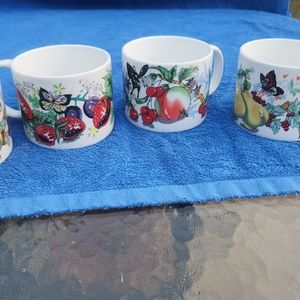 4 FRUIT & BUTTERFLIES HOME ESSENTIALS SOUP MUGS